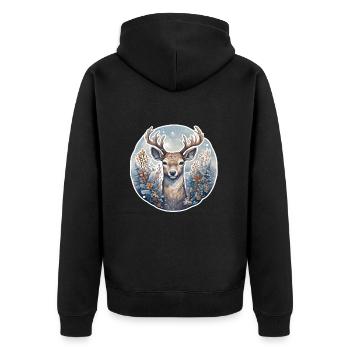Winter landscape with deer - Unisex Premium Organic Zip Hoodie - black - Back - Nico (187cm)