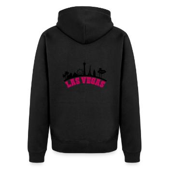 las vegas skyline - Unisex Premium Bio Zip Hoodie - Schwarz - Hinten - Nico (187cm)