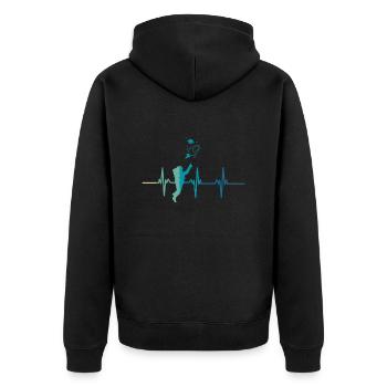 Astronaut Heartbeat - Unisex Premium Organic Zip Hoodie - black - Back - Nico (187cm)