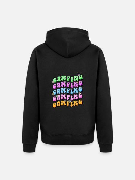 Campeggio Stile Retrò Anni '70 Hippie Flower Power - Felpa con cappuccio ecologica premium unisex - nero
