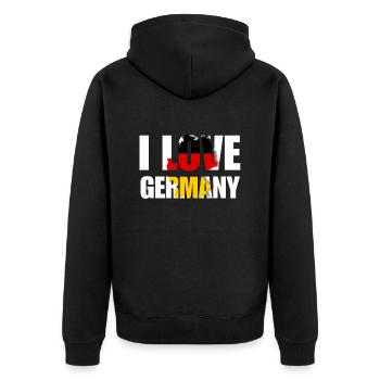 i love Germany - Unisex Premium Bio Zip Hoodie - Schwarz - Hinten - Nico (187cm)