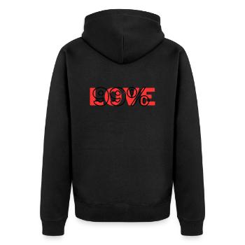 Love99% - Unisex Premium Bio Zip Hoodie - Schwarz - Hinten - Nico (187cm)