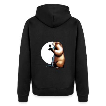 Marmot Groundhog Day Groundhog Day USA Funny - Unisex Premium Organic Zip Hoodie - black - Back - Nico (187cm)
