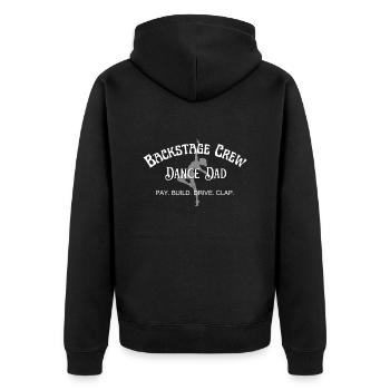 Dance Dad, Backstage Crew, Papa zahlt. Tanzen - Unisex Premium Bio Zip Hoodie - Schwarz - Hinten - Nico (187cm)