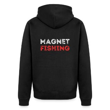 MAGNETFISCHEN METALL WÖRTER - Unisex Premium Bio Zip Hoodie - Schwarz - Hinten - Nico (187cm)