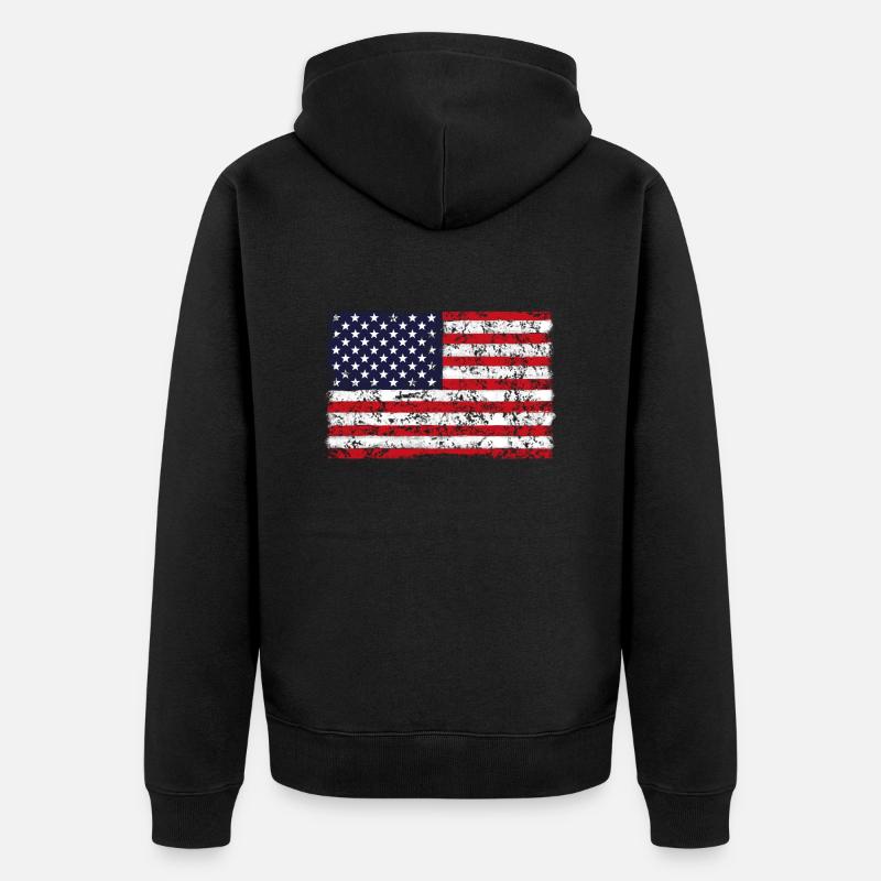 DRAPEAU DE L’AMÉRIQUE rétro - Veste à capuche bio Premium Unisexe - noir