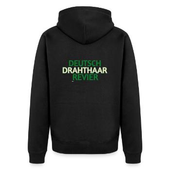 Deutsch Drahthaar - Unisex Premium Bio Zip Hoodie - Schwarz - Hinten - Nico (187cm)