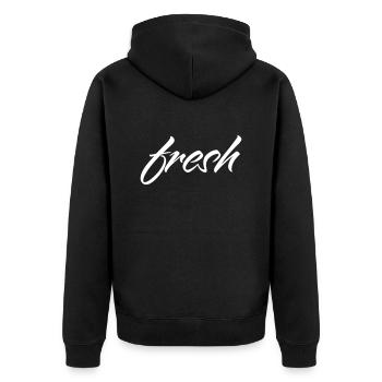 Fresh - Unisex Premium Organic Zip Hoodie - black - Back - Nico (187cm)