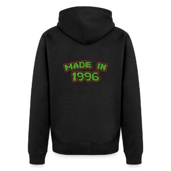 Baujahr 1996 - Unisex Premium Bio Zip Hoodie - Schwarz - Hinten - Nico (187cm)