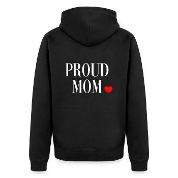 Mom Saying Proud Mom Mum - Unisex Premium Organic Zip Hoodie - black - Back - Nico (187cm)