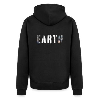 ERDKUNST - Unisex Premium Bio Zip Hoodie - Schwarz - Hinten - Nico (187cm)