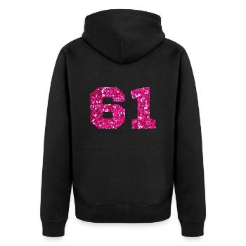 Number 61 Pink Glitter - 61st Birthday - Unisex Premium Organic Zip Hoodie - black - Back - Nico (187cm)
