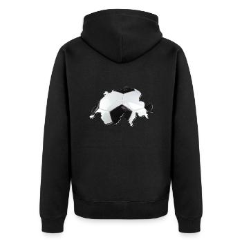 Schweiz Landkarte – echter Fußball - Unisex Premium Bio Zip Hoodie - Schwarz - Hinten - Nico (187cm)