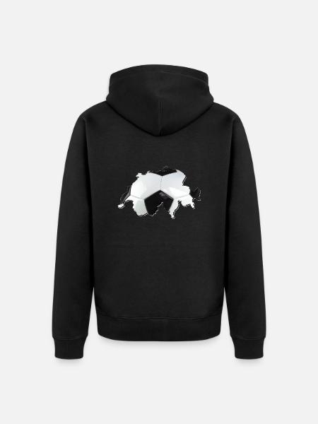 Map of Switzerland – real football - Unisex Premium Organic Zip Hoodie - black