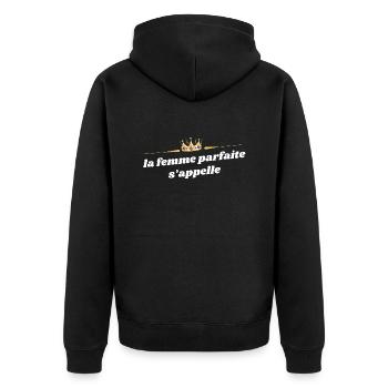 La femme parfaite s’appelle -t shirt personnalisé - Veste à capuche bio Premium Unisexe - noir - Dos - Nico (187cm)