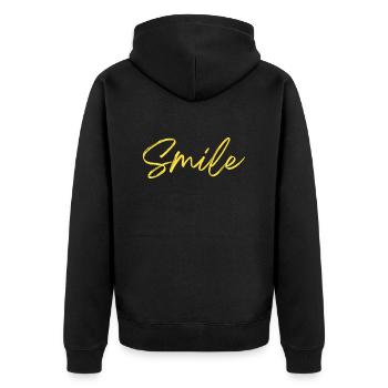 Smile - Unisex Premium Bio Zip Hoodie - Schwarz - Hinten - Nico (187cm)
