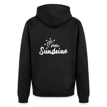 Hello Sunshine - Unisex Premium Bio Zip Hoodie - Schwarz - Hinten - Nico (187cm)