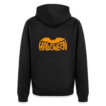 Halloween-Peitsche - Unisex Premium Bio Zip Hoodie - Schwarz - Hinten - Nico (187cm)