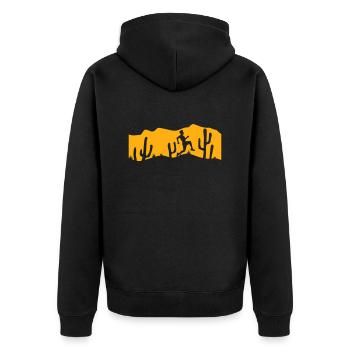 Kakteen Wüste Mann Rennt Schnell Lustig Laufen Fun - Unisex Premium Bio Zip Hoodie - Schwarz - Hinten - Nico (187cm)