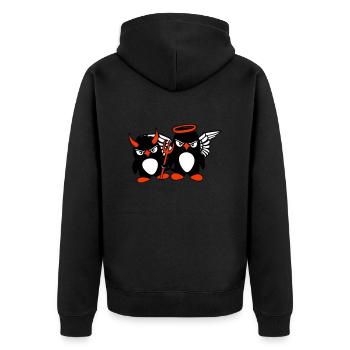 2 Pingouins Ange Diable Mal Bon Ciel Enfer Cool - Veste à capuche bio Premium Unisexe - noir - Dos - Nico (187cm)
