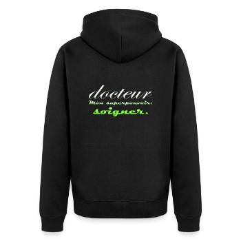 Arzt, Arzt, Krankenschwester, Gesundheit und weißer Kittel - Unisex Premium Bio Zip Hoodie - Schwarz - Hinten - Nico (187cm)