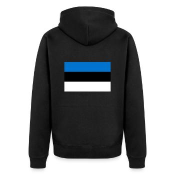 Estonia - Unisex Premium Organic Zip Hoodie - black - Back - Nico (187cm)