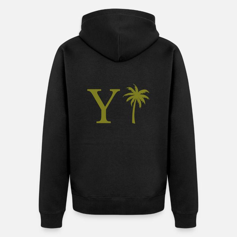 Lettre y vert Palm - Veste à capuche bio Premium Unisexe - noir