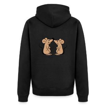 2 Mäuse Paar Verliebt Valentinstag Nasen berühren - Unisex Premium Bio Zip Hoodie - Schwarz - Hinten - Nico (187cm)