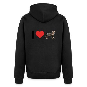 J’aime les chats domestiques - Autocollant pour animaux de compagnie - Veste à capuche bio Premium Unisexe - noir - Dos - Nico (187cm)