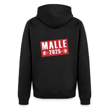 Malle 2025 - Unisex Premium Bio Zip Hoodie - Schwarz - Hinten - Nico (187cm)