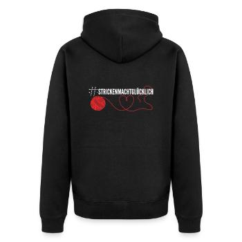Stricken macht glücklich - Unisex Premium Bio Zip Hoodie - Schwarz - Hinten - Nico (187cm)