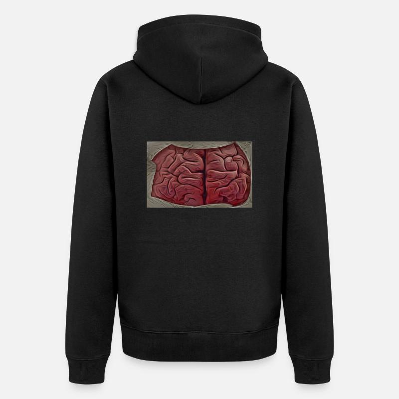 crane et cerveau visible. - Veste à capuche bio Premium Unisexe - noir