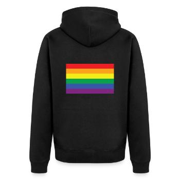 Regenbogen - Unisex Premium Bio Zip Hoodie - Schwarz - Hinten - Nico (187cm)
