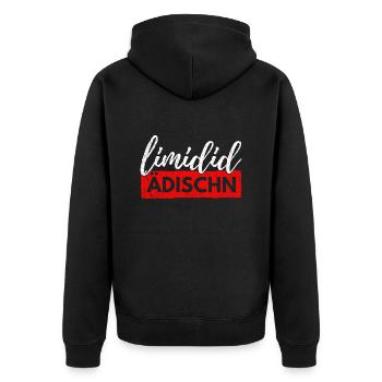 Limidid Ädischn lustiges Geschenk - Unisex Premium Bio Zip Hoodie - Schwarz - Hinten - Nico (187cm)
