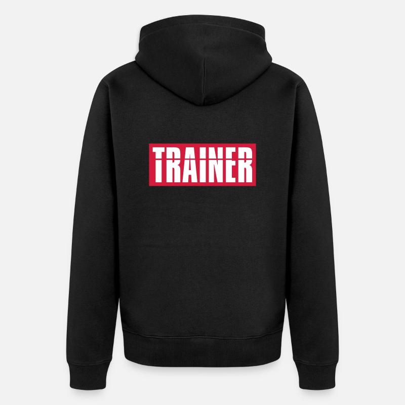 Logo de l'entraîneur rouge - Veste à capuche bio Premium Unisexe - noir