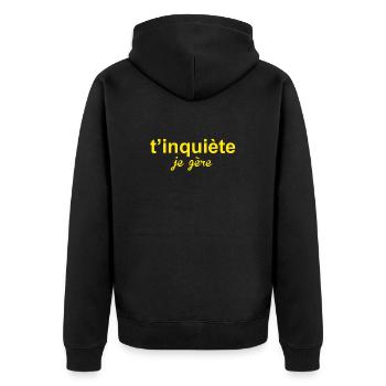 T'inquiète je gère humour cadeau anniversaire cool - Veste à capuche bio Premium Unisexe - noir - Dos - Nico (187cm)