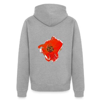 Fleurs Rose orange - Veste à capuche bio Premium Unisexe - gris chiné - Dos - Nico (187cm)
