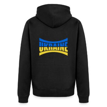 Flagge Balken Ukraine - Unisex Premium Bio Zip Hoodie - Schwarz - Hinten - Nico (187cm)