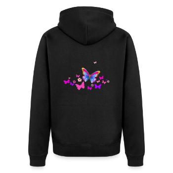 Schmetterling Falter Insekten Frühling Sommer bunt - Unisex Premium Bio Zip Hoodie - Schwarz - Hinten - Nico (187cm)