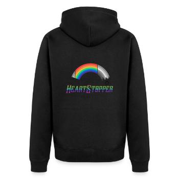 Heartstopper Herzstopper Regenbogen LBGTQIA+ - Unisex Premium Bio Zip Hoodie - Schwarz - Hinten - Nico (187cm)