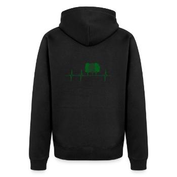 Wald Herzschlag Geschenk Natur - Unisex Premium Bio Zip Hoodie - Schwarz - Hinten - Nico (187cm)