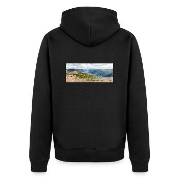 Rock Formations Lysefjord landscape at Prekestolen - Unisex Premium Organic Zip Hoodie - black - Back - Nico (187cm)
