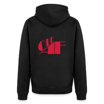 old AF Text Logo - Unisex Premium Organic Zip Hoodie - black - Back - Nico (187cm)
