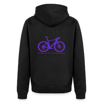 Gravel Bike Lila Rennrad Fahrrad lustiges Geschenk - Unisex Premium Bio Zip Hoodie - Schwarz - Hinten - Nico (187cm)