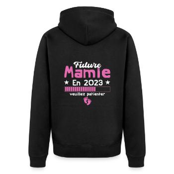 Future Mamie 2023 Nouvelle Naissance Cadeau - Veste à capuche bio Premium Unisexe - noir - Dos - Nico (187cm)