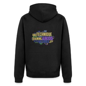 Japanische Kampfkunst Aikido Begriffe Wordcloud - Unisex Premium Bio Zip Hoodie - Schwarz - Hinten - Nico (187cm)