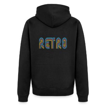 Retro - Unisex Premium Organic Zip Hoodie - black - Back - Nico (187cm)