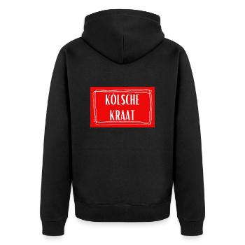 Kölsche Kraat - Köln Kölsch Kölle Rheinland - Unisex Premium Bio Zip Hoodie - Schwarz - Hinten - Nico (187cm)