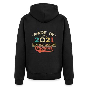 Hergestellt im Jahr 2021 | Limitierte Auflage 2021 | Original - Unisex Premium Bio Zip Hoodie - Schwarz - Hinten - Nico (187cm)