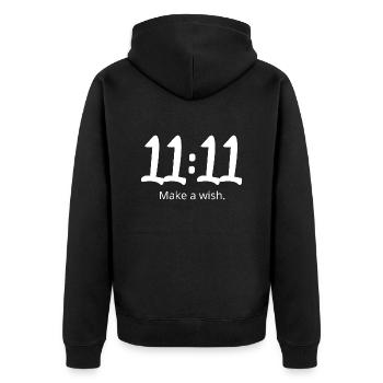 11 11 make a wish - Unisex Premium Organic Zip Hoodie - black - Back - Nico (187cm)
